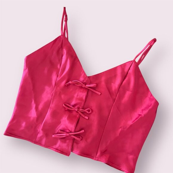 Coquette Silky Cropped Camisole with Boys Adjustable Straps Size Medium Feminine - Picture 1 of 7